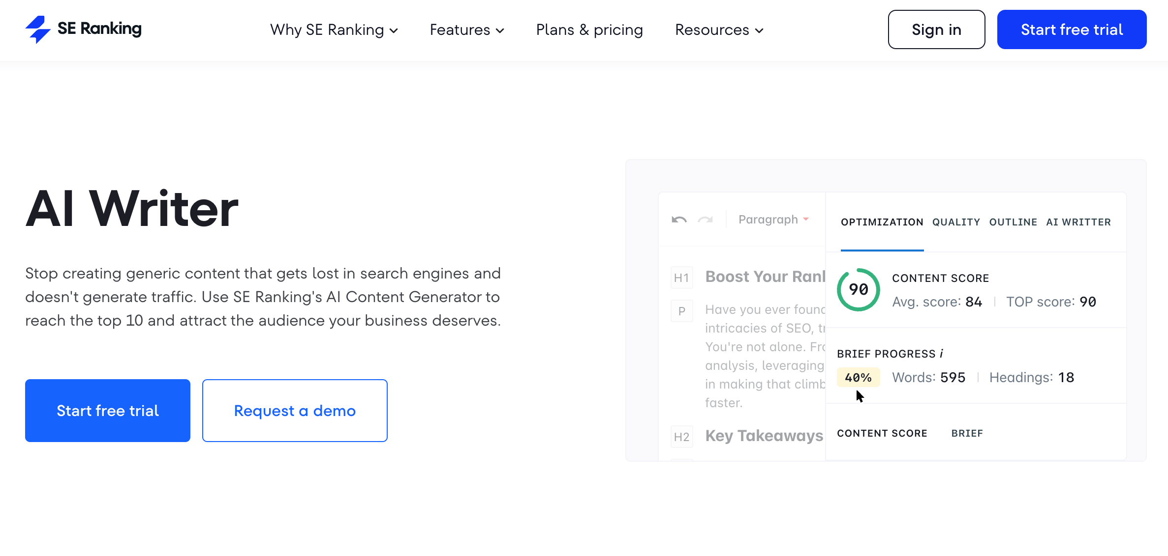 SE ranking AI writer