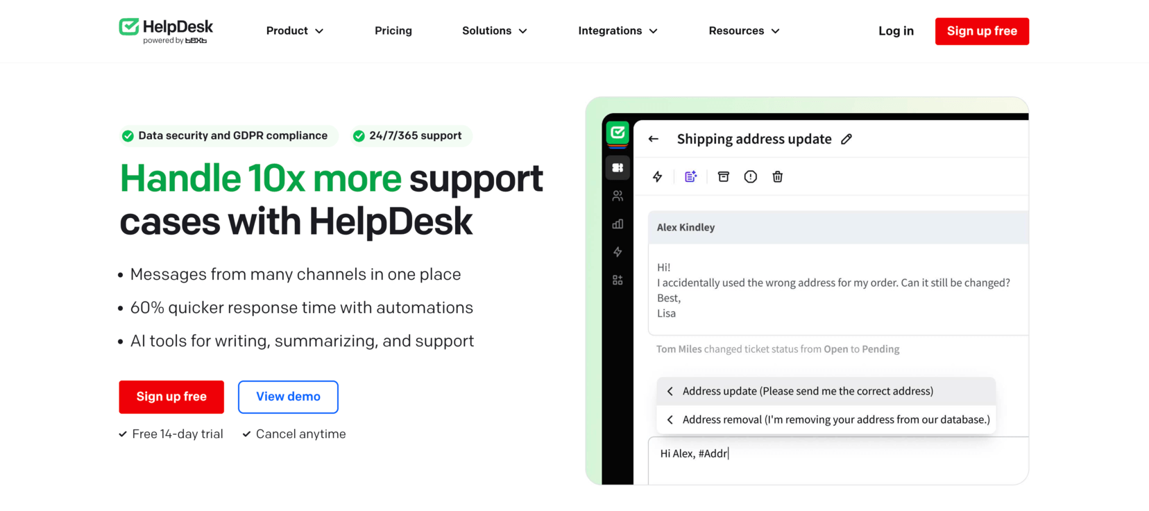 helpdesk main page