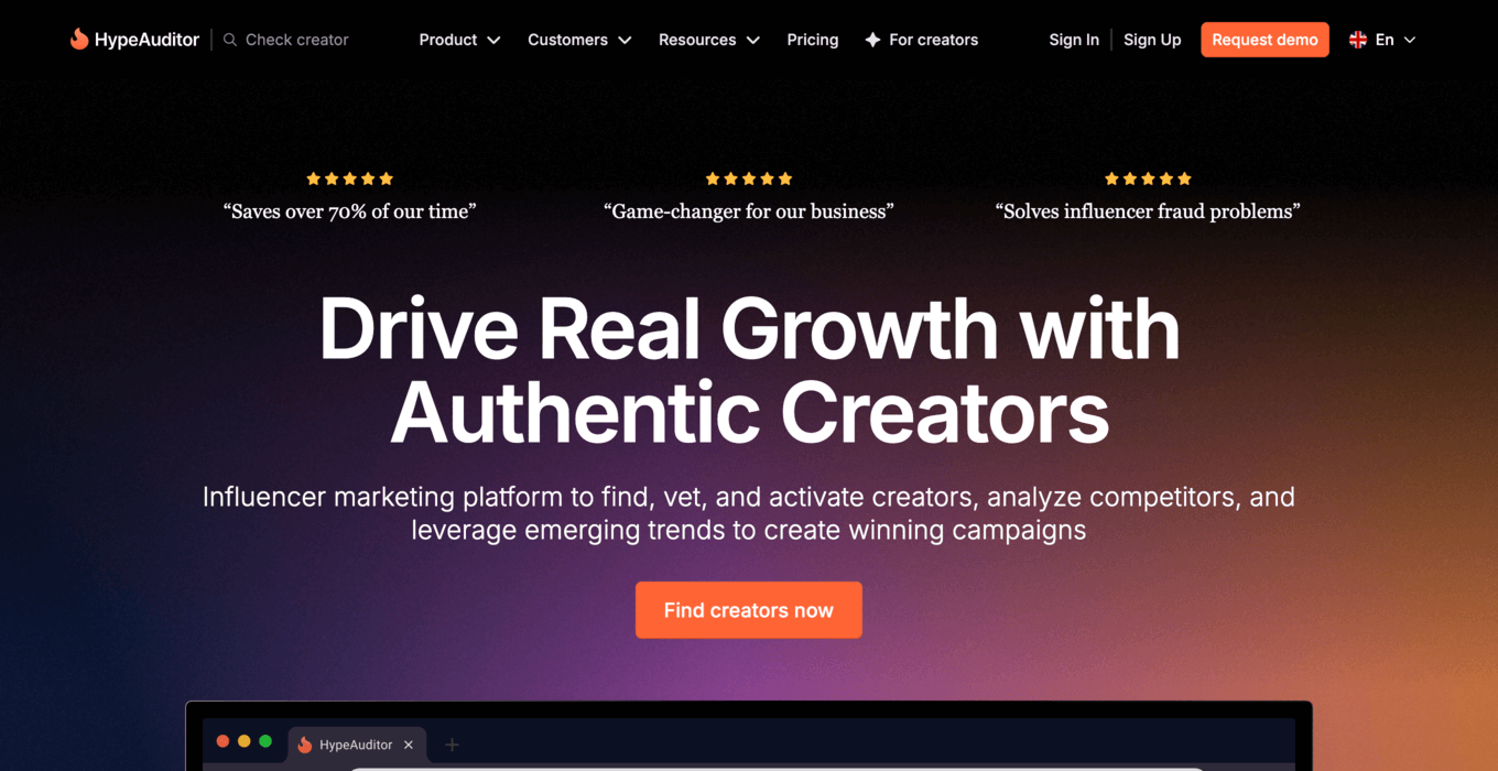 hypeauditor main page