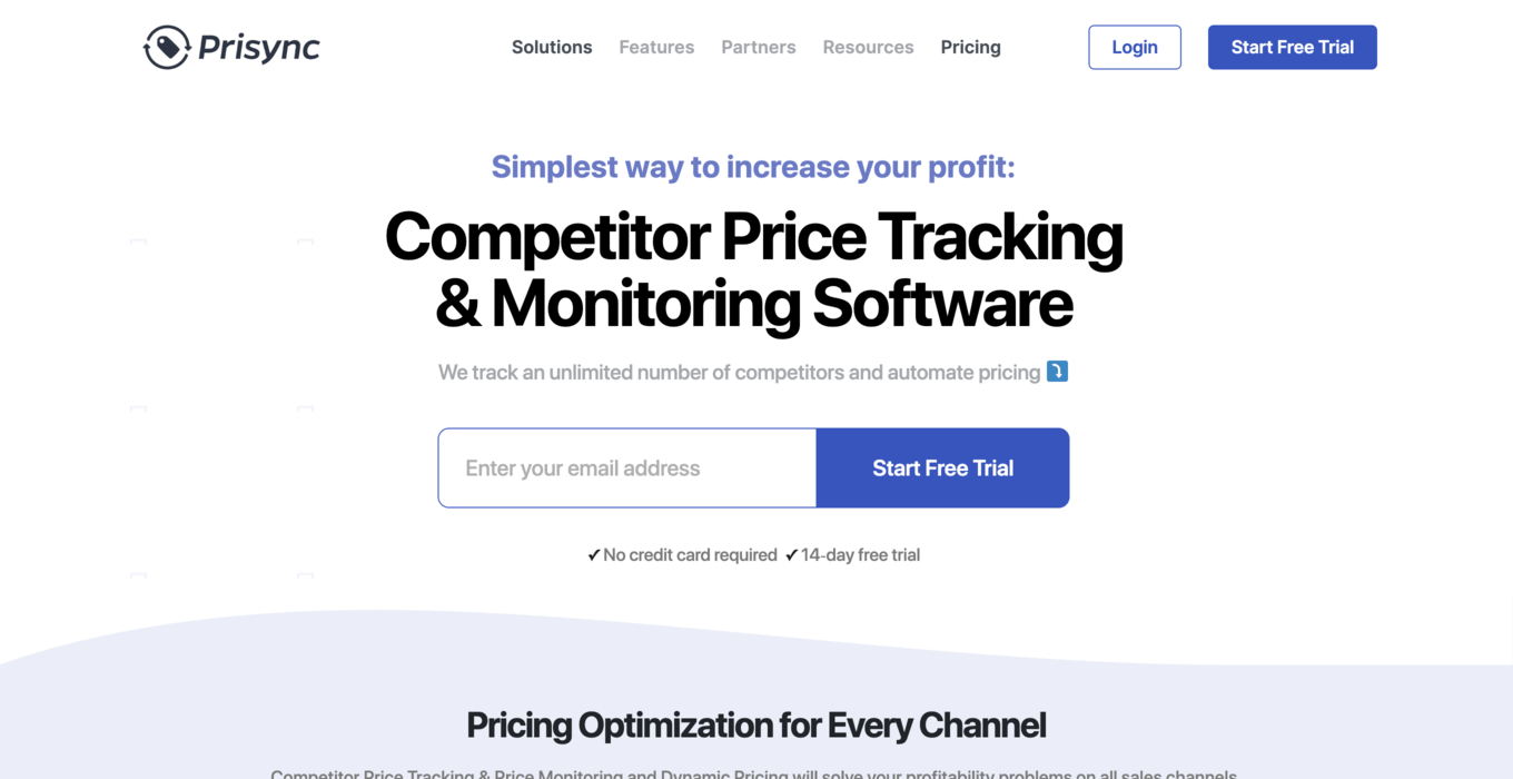 prisync main page