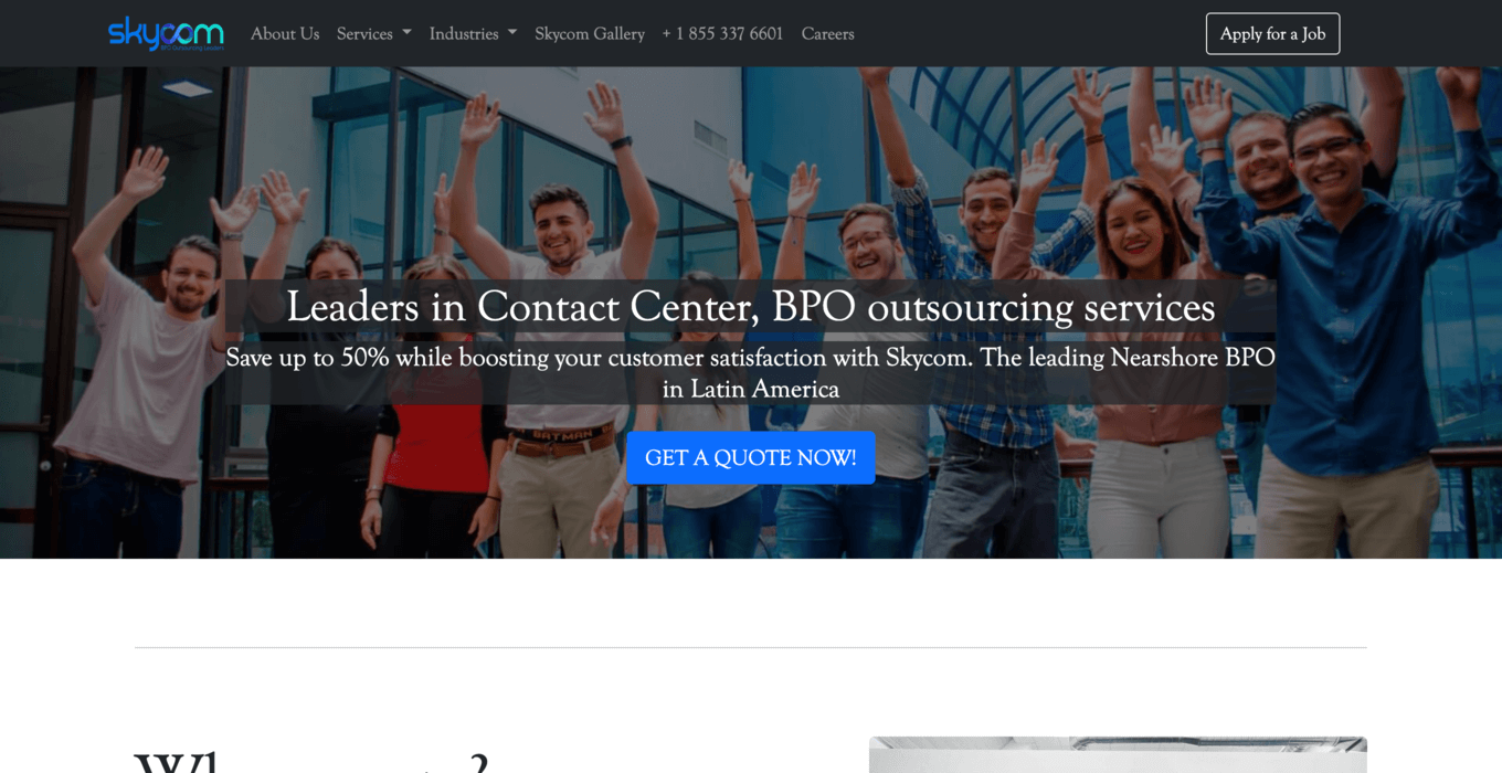 SkyCom landing page