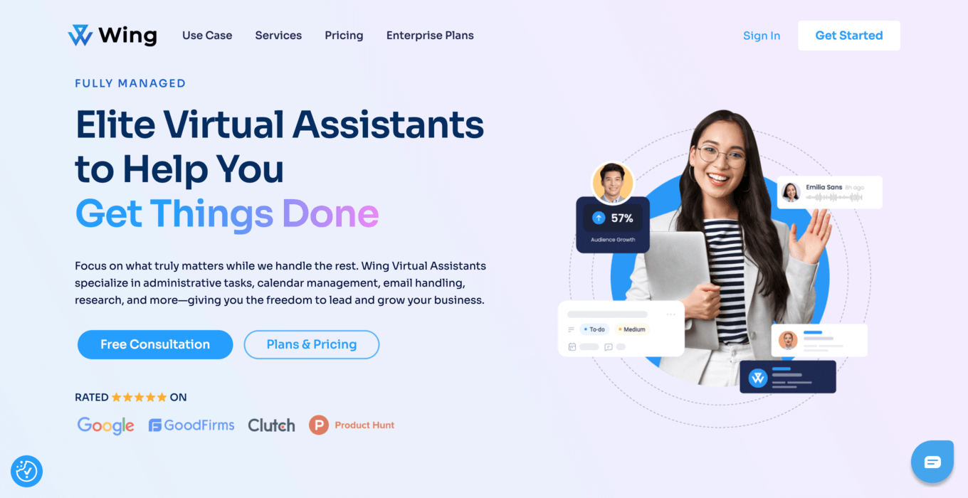 Wing Assistant landing page