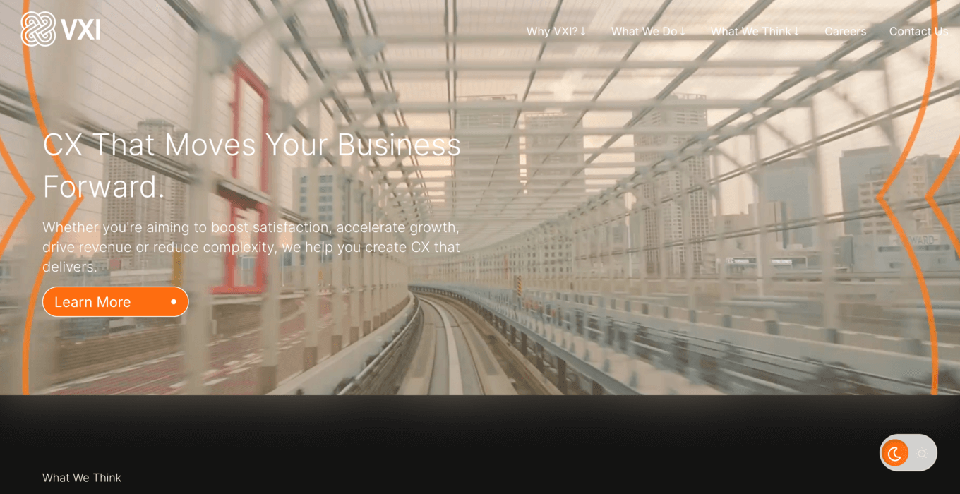 VXI Global Solutions landing page