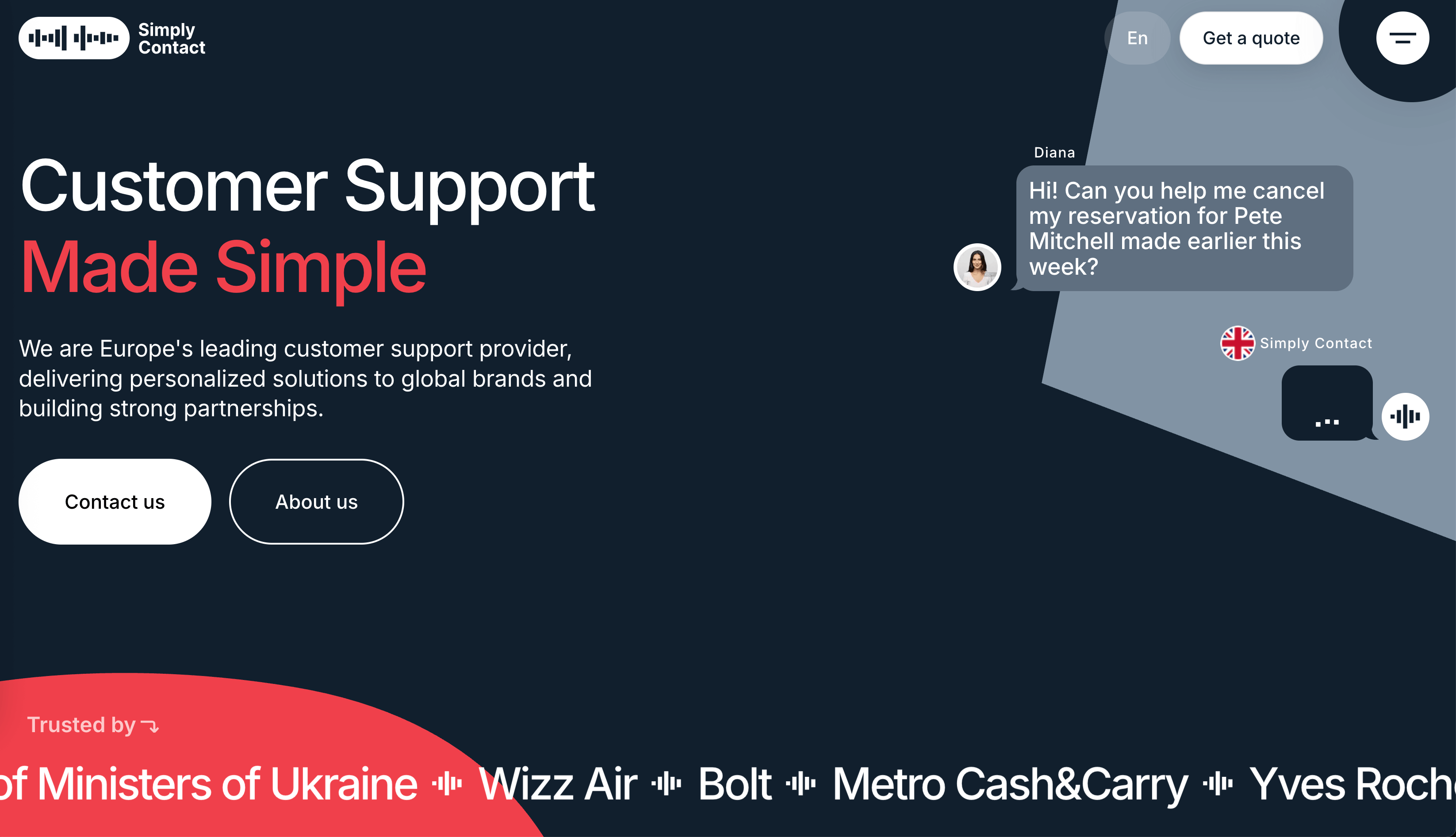 Simply Contact landing page