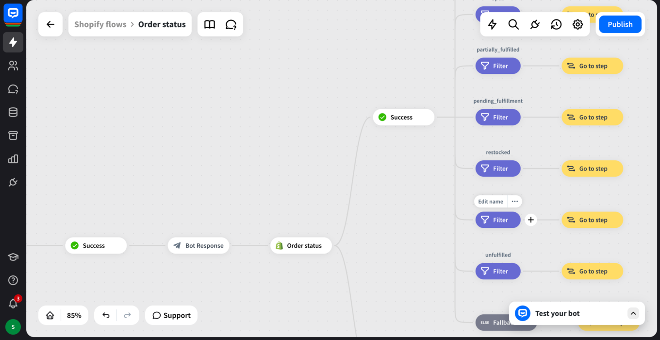 chatbot shopify flow