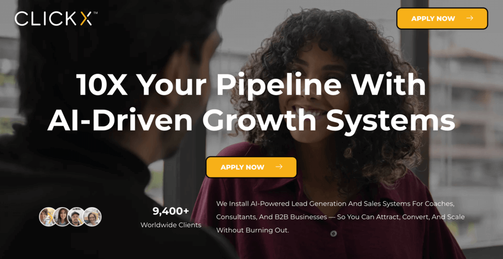 clickx landing page