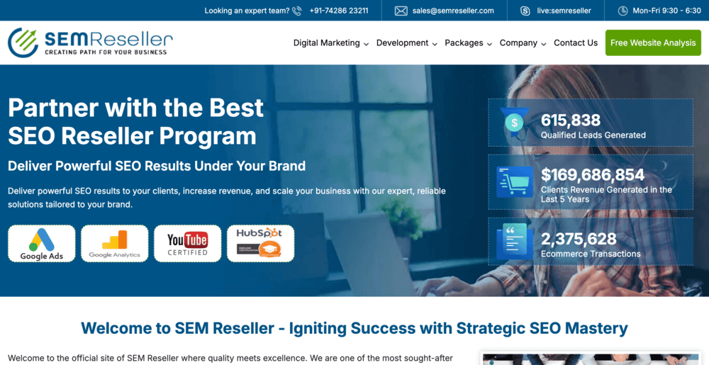 semreseller landing page